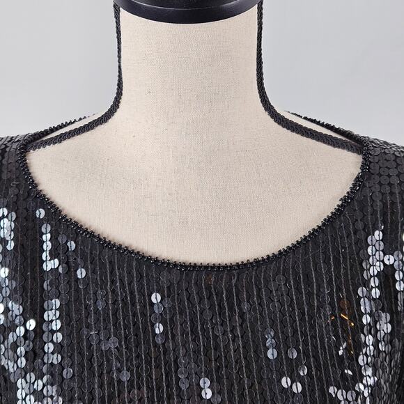 VTG Black Sequin Silk Top Party Occasion Jean for Joseph Le Bon | Women's S - Picture 14 of 16